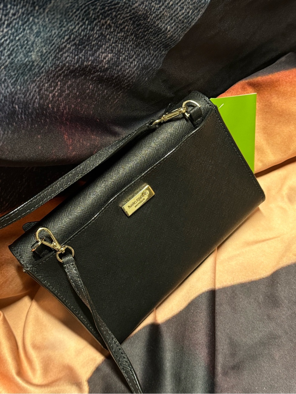 (new+card) Kate Spade Black Crossbody / Clutch Pink Ear Accents & Gold Whisker - Picture 3 of 9